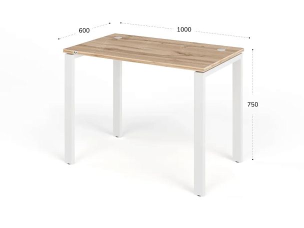 TANDEM RTD057-MK-100-V Стол прямой на металлокаркасе ун-й 1000х600х750 Вотан/Белый - Вид 2