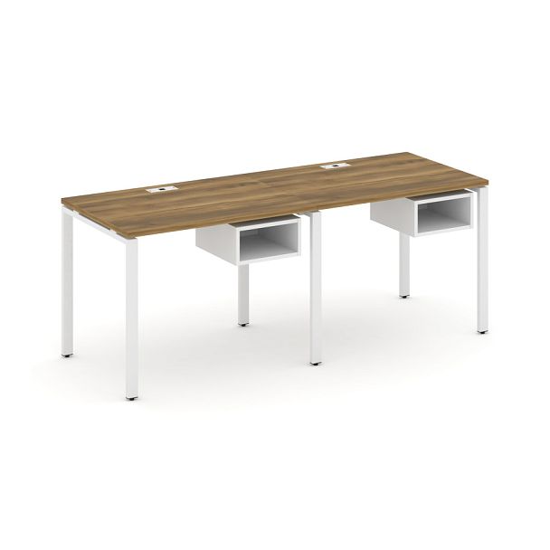 Concept Рабочая станция односторонняя с подвес. тумбами 2 места CN.ORS-101 Сандал Янтарный/Белый Бриллиант/Металл Белый 1960*720*750 - Вид 1