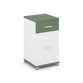 Concept Тумба опорная/приставная 1 ящ.+1 распаш. фасад CN.TUO-005 W Кобо/Белый Бриллиант/Металл Белый 420*420*750 - Фото предпросмотра