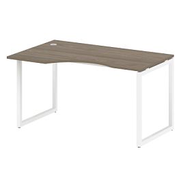 Metal System Quattro Стол криволинейный левый на О-образном м/к 40БО.СА-2 (L) Вяз/Белый металл 1400*900*750 - Фото предпросмотра