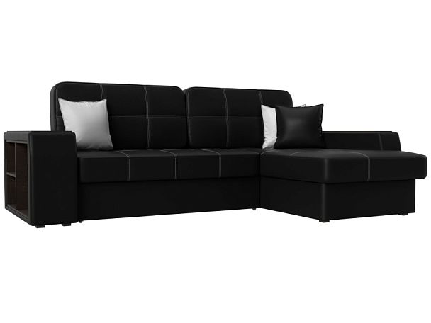 Угловой диван Брюссель правый (полностью экокожа черная) - Вид 1