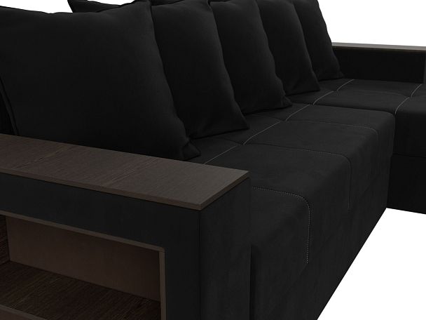 Диван угловой Дубай Лайт угол правый (полностью микровельвет черный) - Вид 4