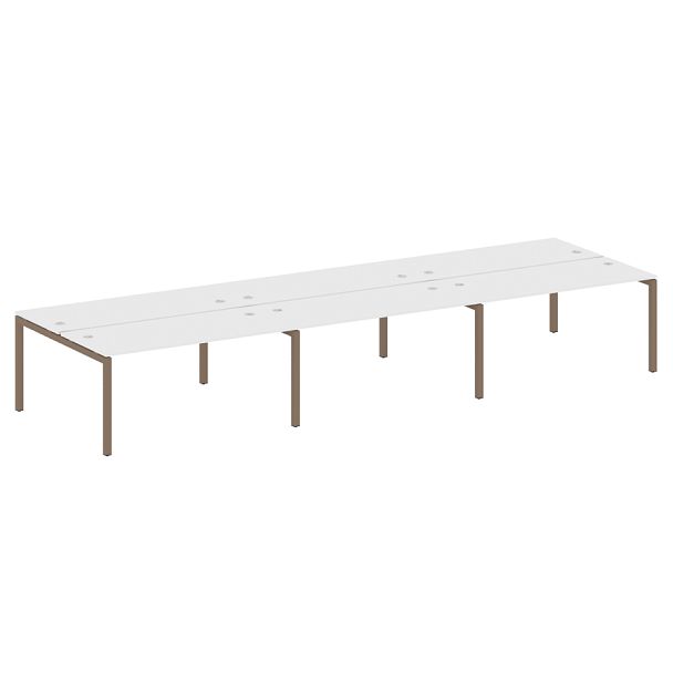 Metal System Quattro Р. ст. на 6 раб. места на П-образном м/к 50БП.СМ-6.4 Белый/Мокко металл 4800*1475*750 - Вид 1