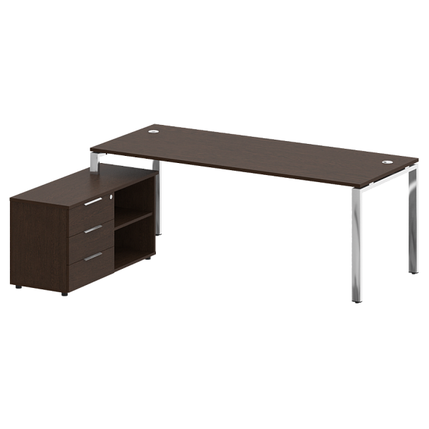 Metal System Direct Стол руковододителя с тумбой левый БГ.СРТ-6.8 (L) Венге/Нерж. сталь 2100*1620*750 - Вид 1