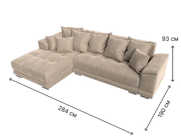 Угловой диван НордСтар левый угол Велюр бежевый - Вид 9