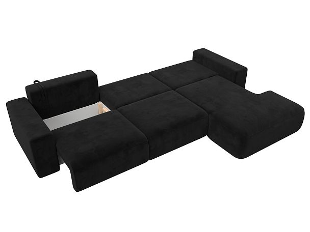 Диван угловой Лига-036 Классик Лонг правый угол Велюр черный - Вид 9