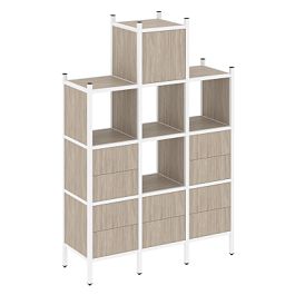 Loft Прямой стеллаж наборный VR.L-18 Дуб аттик/Белый металл 1278*446*1869 - Фото предпросмотра