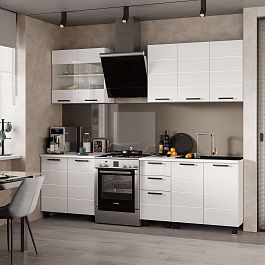 Кухня 2,0м "Дина" белый/белый глянец МДФ - Фото предпросмотра