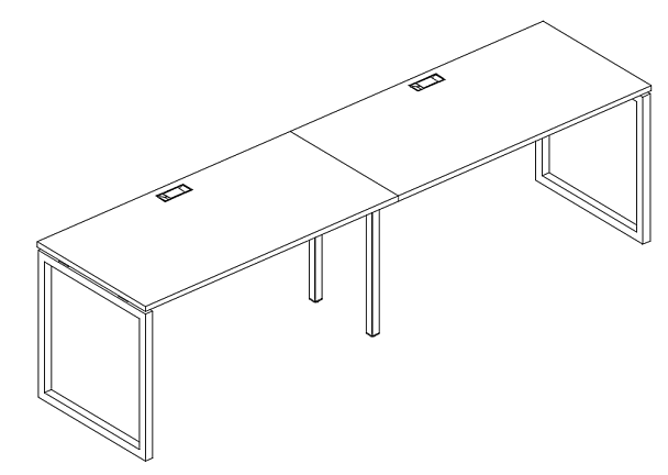 Станция рабочая на каркасе QUATTRO (2х160) A4 А4 Б4 015-2 БП дуб скандинавский / металлокаркас антрацит - Вид 3