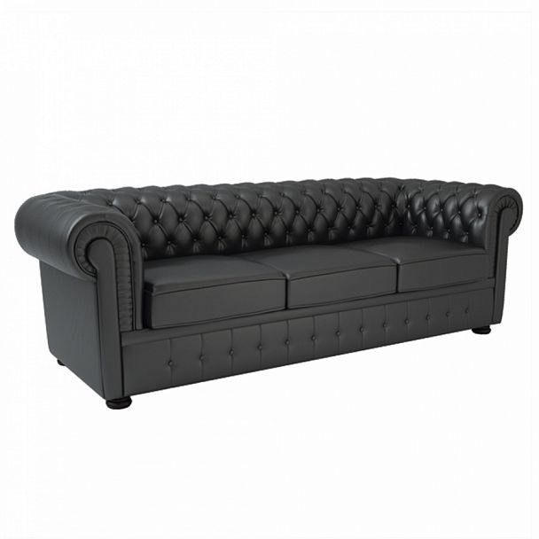 Диван трехместный Chesterton 220x90x80 чёрный - Вид 1