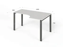UNITY РМСУ9-14R БЕЛЫЙ Стол на металлокаркасе угловой правый 1400х900х750 - Фото предпросмотра