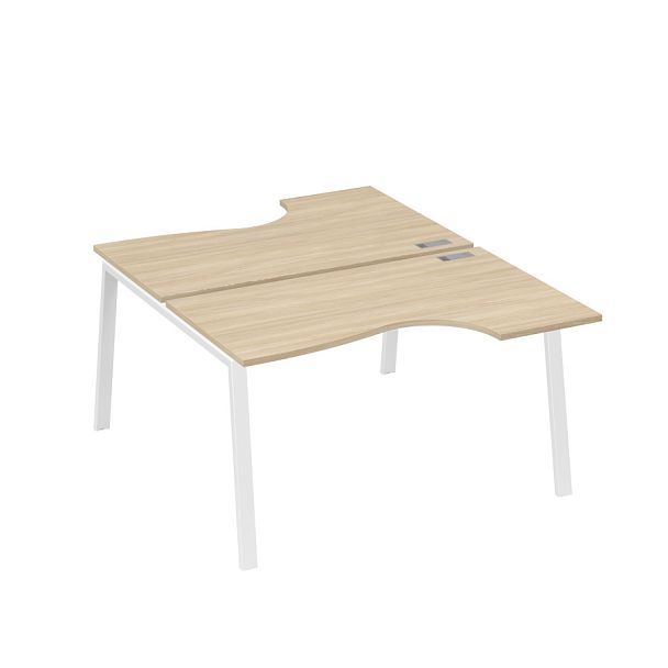 Рабочая станция столы (2х140) эргономичные Классика каркасTRE A4 А4 Б3 184  БП дуб скандинавский / металлокаркас белый - Вид 1