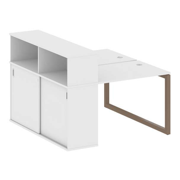 Metal System Quattro Р. ст. с шкафом-купе на О-образном м/к 50БО.РС-СШК-2.1 Т Белый/Мокко металл 1410*1475*1098 - Вид 1