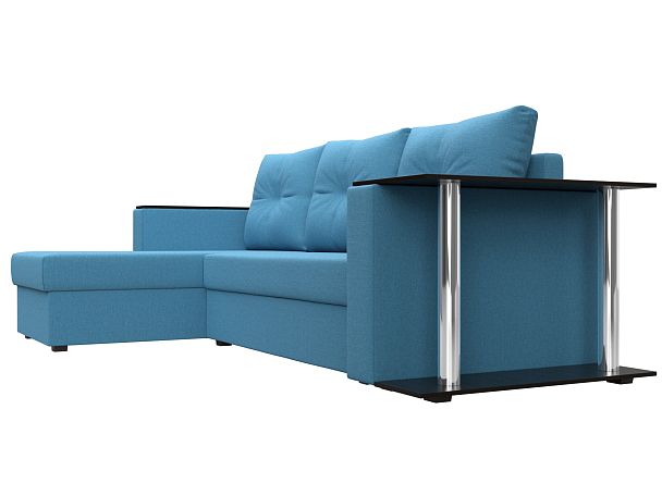 Диван угловой Атланта Лайт левый угол Рогожка голубой - Вид 3