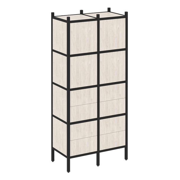 Loft Прямой стеллаж наборный VR.L-04 Денвер светлый/Чёрный металл 862*446*1869 - Вид 1