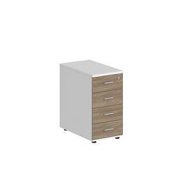 Тумба приставная Sigma 400х600х725 с 4 ящ., с замком без топа / корпус: белый; фасады: дуб темный - Фото предпросмотра