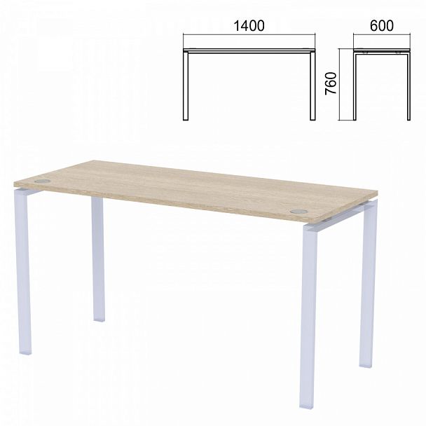 Столешница стола на металлокаркасе "Арго", 1400х600х760 мм, ясень шимо - Вид 1