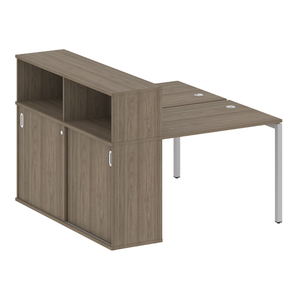 Metal System Quattro Р. ст. с шкафом-купе на П-образном м/к 40БП.РС-СШК-2.1 Т Вяз/Серый металл 1410*1475*1098 - Вид 1