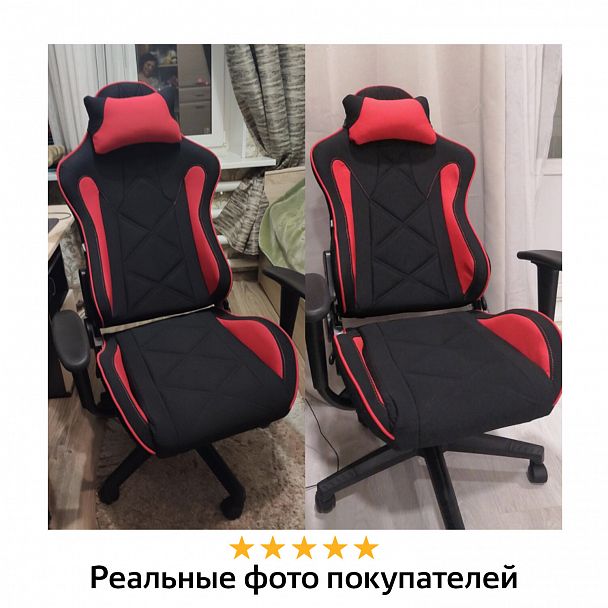 Кресло компьютерное BRABIX "GT Racer GM-101", подушка, ткань, черное/красное, 531820 - Вид 17