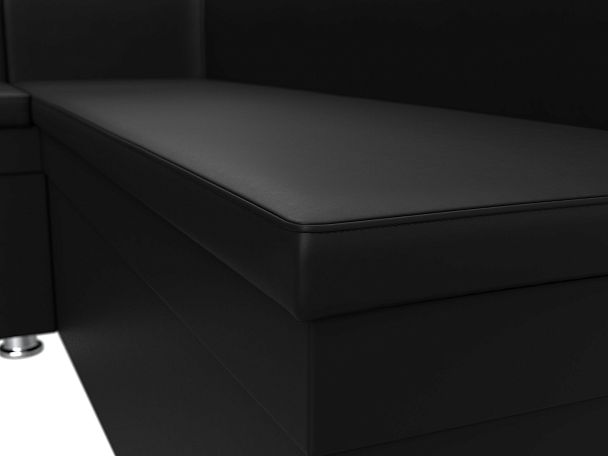 Кухонный угловой диван Уют левый (полностью экокожа черная) - Вид 4