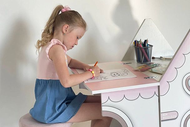 Стол Домик MK-0017.2711 белое дерево/розовый - Вид 18