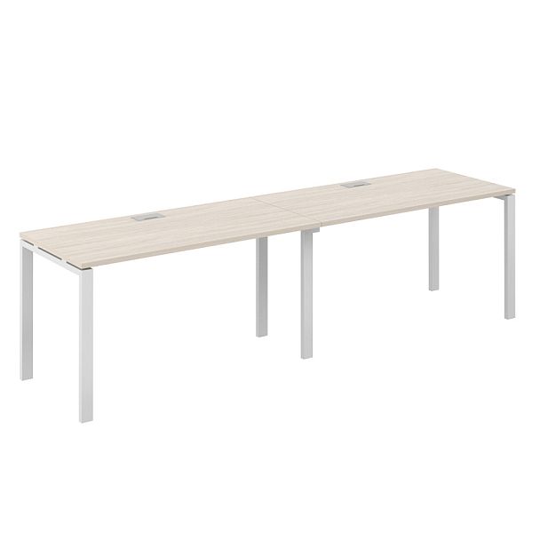 Рабочая станция Sigma s-b-s 3200х700х750 / профиль: 60х30 белый; столешница:  дуб светлый - Вид 1