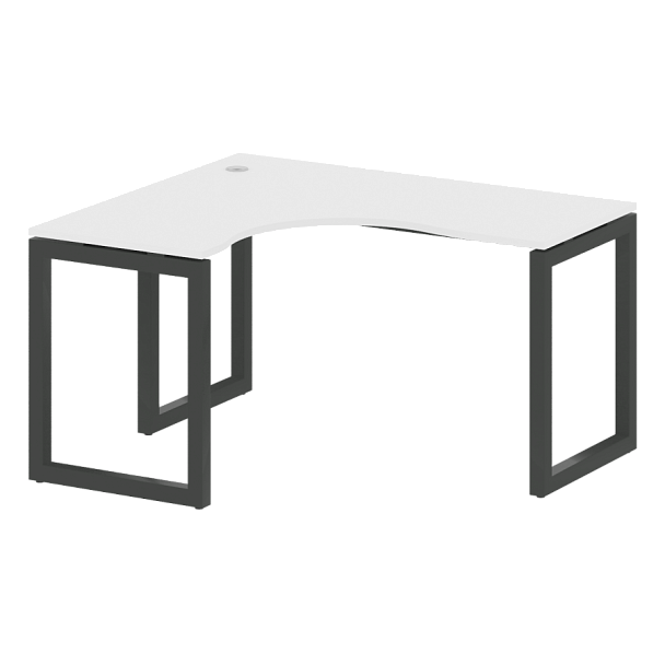 Metal System Quattro Стол криволинейный левый на О-образном м/к 50БО.СА-3 (L) Белый/Антрацит металл 1400*1200*750 - Вид 1