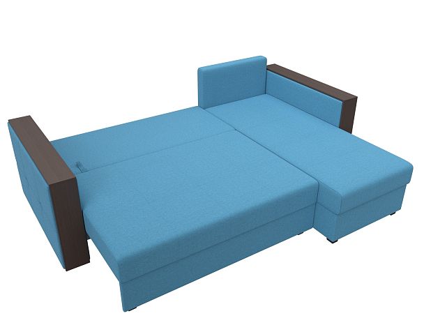 Диван угловой Валенсия Лайт правый угол Рогожка голубой - Вид 8