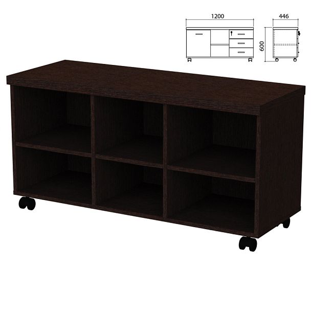 Тумба-креденция (каркас БЕЗ ФАСАДОВ) "Приоритет" (1200х446х600 мм), венге, К-924, К-924 венге - Вид 1