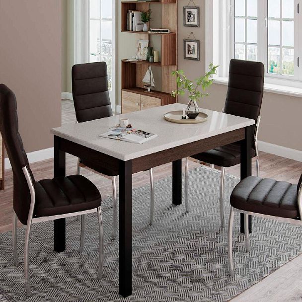 Стол обеденный Бостон-1 (750х1100х690) венге/белый гранит - Вид 1