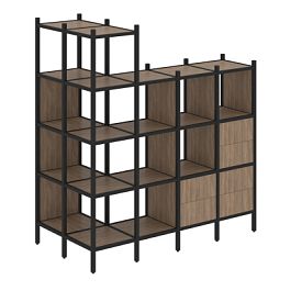 Loft Угловой внешний стеллаж наборный VR.L-57 Дуб аризона/Чёрный металл 862*1694*1869 - Фото предпросмотра