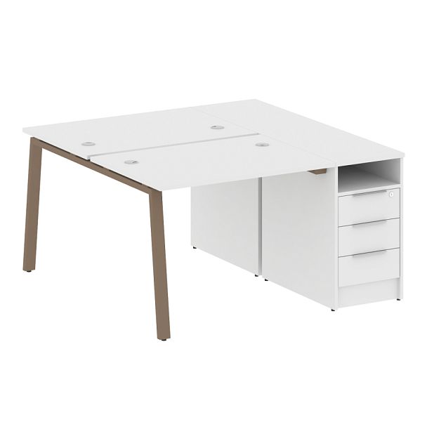 Metal System Р. ст. с тумбой на А-образном м/к БА.РС-СТП-2.1 Белый/Мокко металл 1412*1475*750 - Вид 1