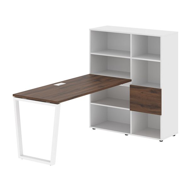 Стол-стеллаж EVRST 1115 Дуб Денвер тёмный/Белый/Белый 1990х1120х1355 EDIS - Вид 1