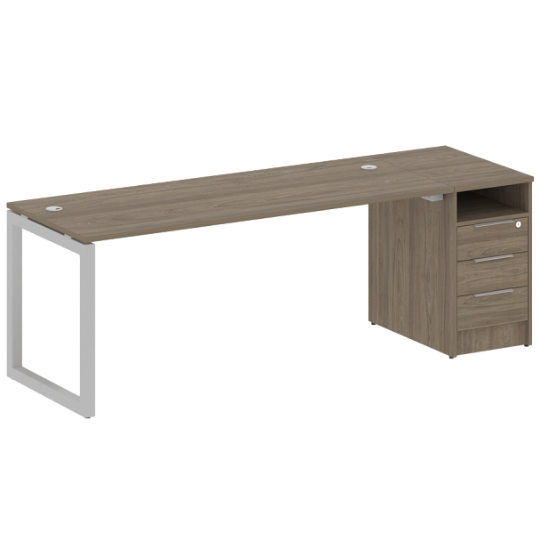 Metal System Quattro Р. ст. с тумбой на О-образном м/к 50БО.РС-СТП-1.5 Вяз/Серый металл 2212*720*750 - Вид 1