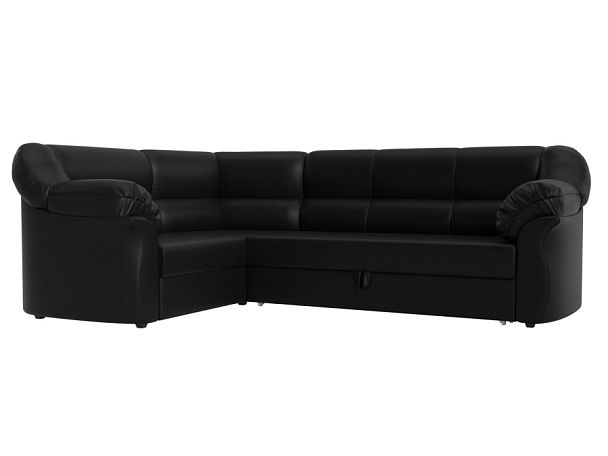 Диван угловой Карнелла левый (полностью экокожа черная) - Вид 1