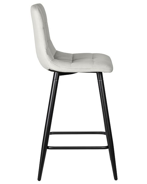 Стул полубарный DOBRIN OLIVIA (черные матовые ножки, светло-серый велюр (108-52)) - Вид 3