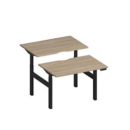 Рабочая станция на электроприводе с вырезами Elevo А2 ЧР 101.2 ДК дуб скандинавский / черный гладкий - Фото предпросмотра