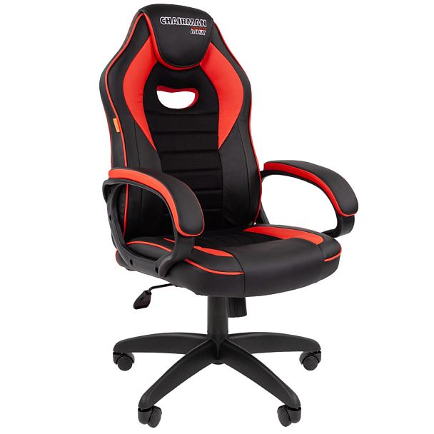 Кресло CHAIRMAN GAME 16, экокожа, черный/красный - Вид 1
