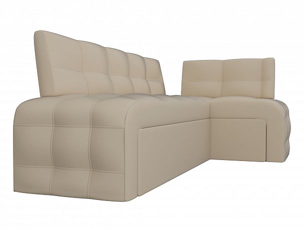 Кухонный угловой диван Люксор правый (полностью экокожа бежевая) - Вид 3