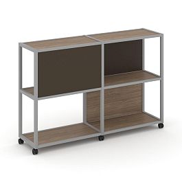 Shelf Mobile Стеллаж 3 уровня 2 секции VR.LT-STK-313.08 Дуб Аризона/Металл Серый/W-25 1570*400*1046 - Фото предпросмотра