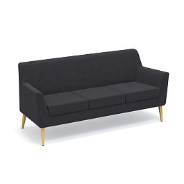 Диван 3-местный Киото Кт/3 ткань чёрная AU21/опоры лак - Фото предпросмотра