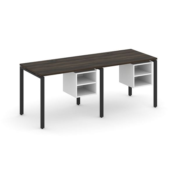 Concept Рабочая станция односторонняя с подвес. тумбами 2 места CN.ORS-105 Дуб Мали/Белый Бриллиант/Металл Черный 1960*720*750 - Вид 1