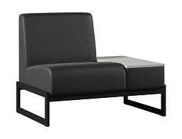 Диван Everprof Solo одноместный со столиком слева Металл Черный Экокожа Черный ЛДСП Серый - Фото предпросмотра
