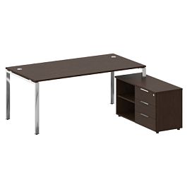 Metal System Direct Стол руковододителя с тумбой правый БГ.СРТ-5.9 (R) Венге/Нерж. сталь 1900*1720*750 - Фото предпросмотра