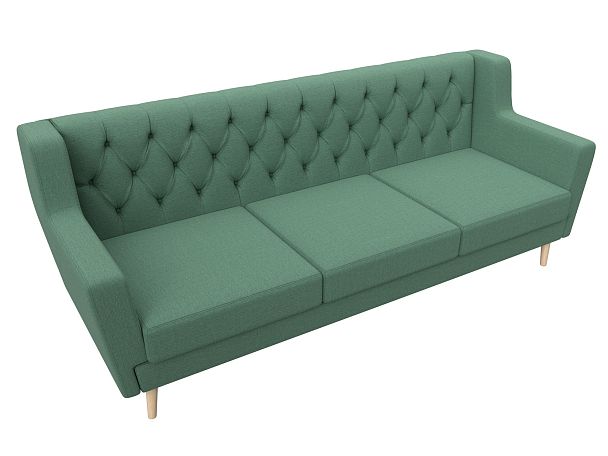 Диван кухонный прямой Брайтон 3 Люкс Рогожка зеленый - Вид 5