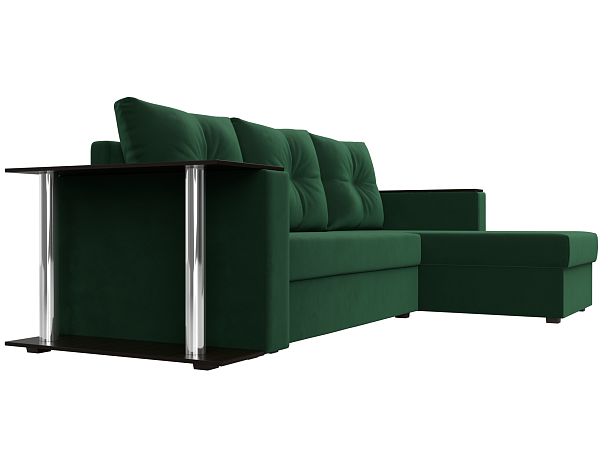 Угловой диван Атланта Лайт правый (полностью велюр зеленый) - Вид 3
