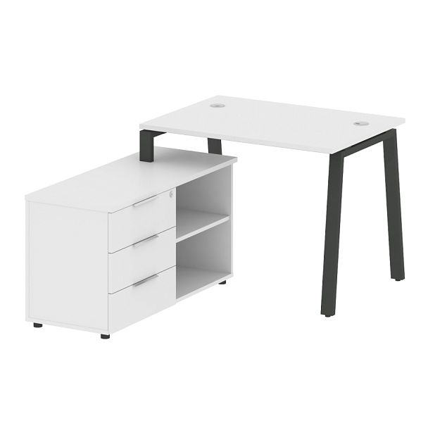 Metal System Р. ст. с тумбой на А-образном м/к БА.РС-СТС-2.1 (L) Белый/Антрацит металл 1100*1520*750 - Вид 1