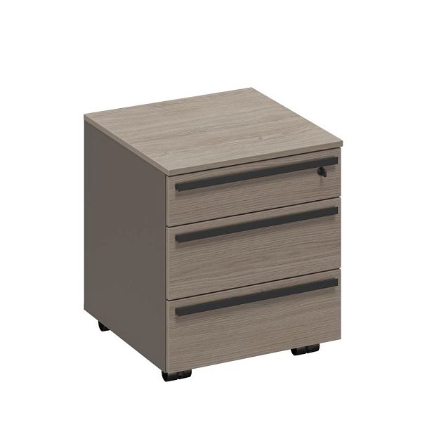 Тумба выкатная 3-х ящичная с замком с доводчиками U.RUS РС 214 ДЧ/ЛС дуб виченца/лава серая - Вид 1