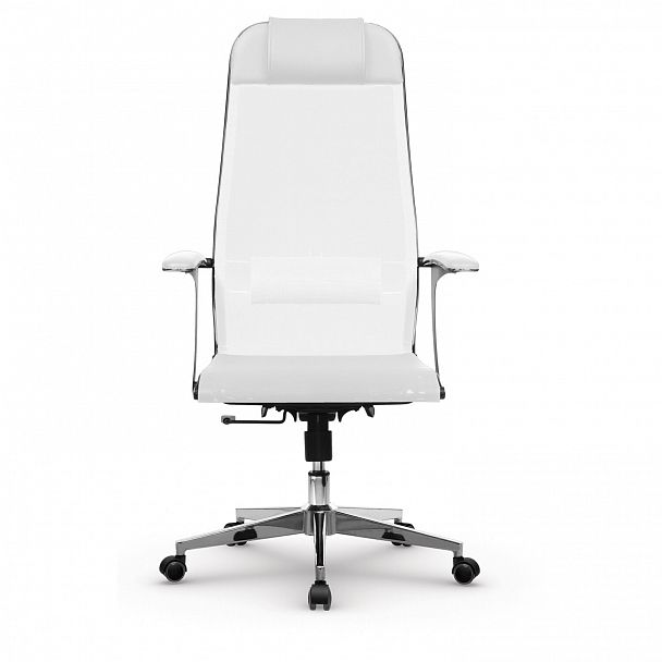 Кресло офисное МЕТТА "К-4-Т" хром, прочная сетка, сиденье и спинка регулируемые, белое - Вид 5