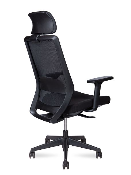 Кресло офисное / Mono black / черный пластик / черная ткань / черная сетка - Вид 4